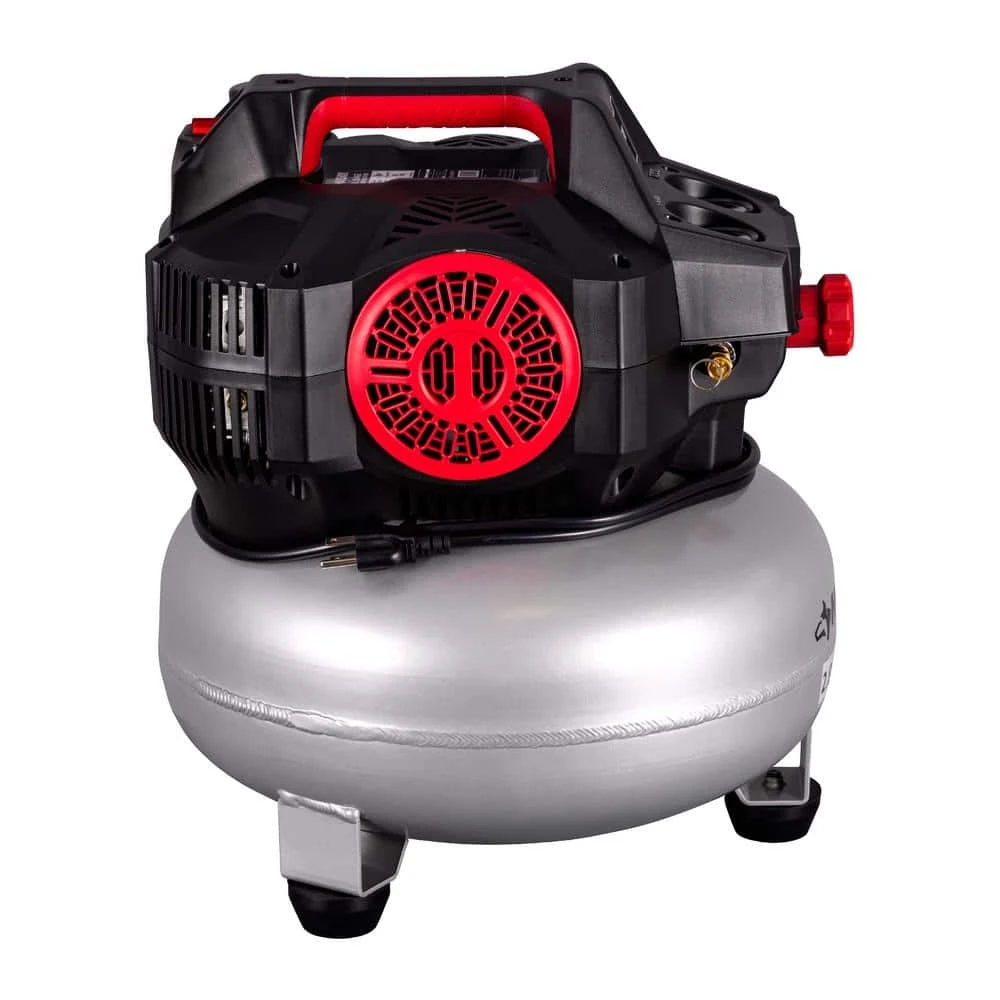 Husky 6 Gal. 150 PSI Portable Electric Oil-Free Quiet Jobsite Pancake Air Compressor With Aluminum Tank And 2-Quick Couplers 5 Husky 6 Gal. 150 PSI Portable Electric Oil-Free Quiet Jobsite Pancake Air Compressor With Aluminum Tank And 2-Quick Couplers - Image 3