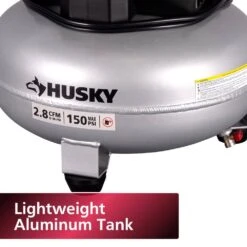 Husky 6 Gal. 150 PSI Portable Electric Oil-Free Quiet Jobsite Pancake Air Compressor With Aluminum Tank And 2-Quick Couplers 22 Husky 6 Gal. 150 PSI Portable Electric Oil-Free Quiet Jobsite Pancake Air Compressor With Aluminum Tank And 2-Quick Couplers -Husky Tools Shop husky portable air compressors 3310643 77 1000