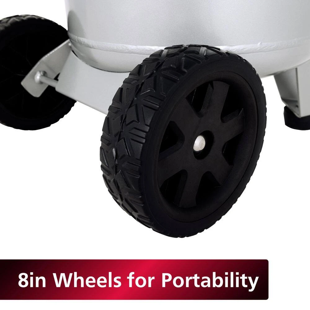 Husky 27 Gal.165 PSI Vertical Electric Oil-Free Quiet Auto/Workshop Air Compressor With Dual Gauges And 2-Quick Couplers 14 Husky 27 Gal.165 PSI Vertical Electric Oil-Free Quiet Auto/Workshop Air Compressor With Dual Gauges And 2-Quick Couplers - Image 12