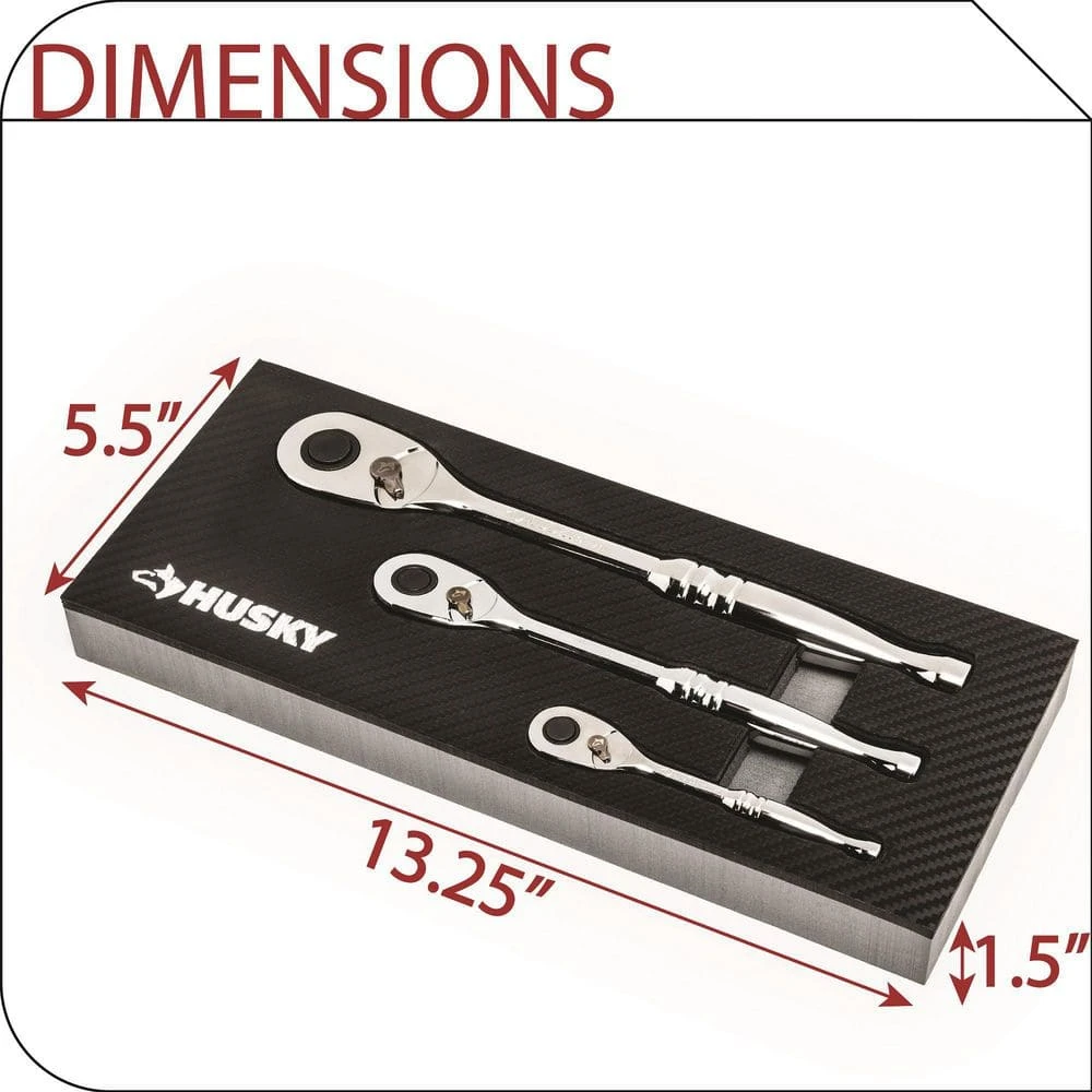 Husky 1/4 In., 3/8 In. And 1/2 In. 72-Tooth Ratchet Set In EVA (3-Piece) 4 Husky 1/4 In., 3/8 In. And 1/2 In. 72-Tooth Ratchet Set In EVA (3-Piece) - Image 2