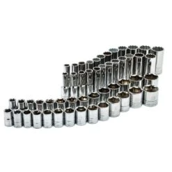 Husky 1/2 In. Drive SAE And Metric Socket And Bit Set With Ratchet And Rails (57-Piece) -Husky Tools Shop husky ratchet socket sets h2d57pcmssrr 40 1000