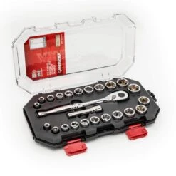 Husky 3/8 In. Drive Ratchet SAE/Metric Standard Socket Set (24-Piece)