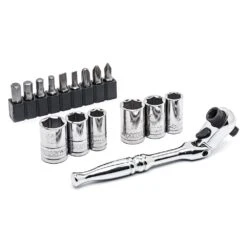Husky 1/4 In. Drive Flex-Head Microdriver And Socket Set (16-Piece) -Husky Tools Shop husky ratchet socket sets hmds16pc 1f 1000