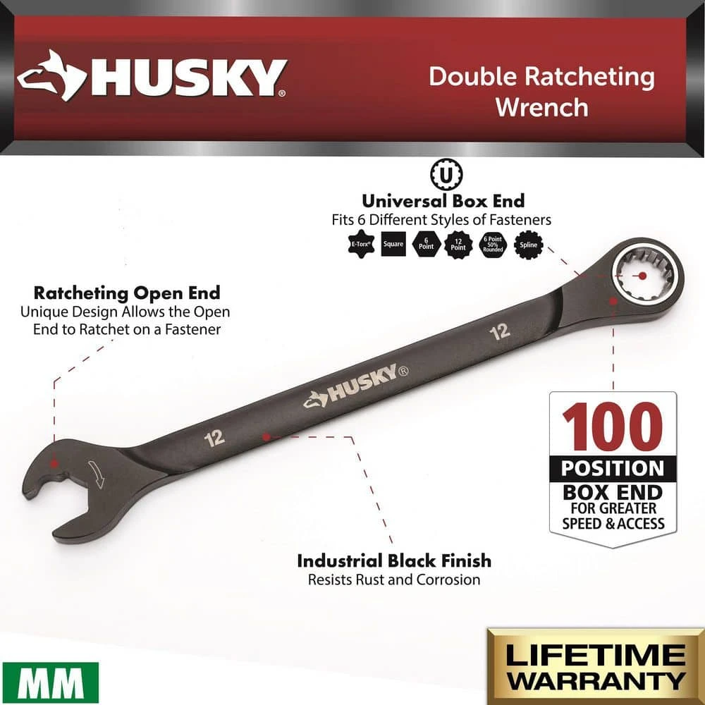 Husky 100-Position MM Double Ratcheting Wrench Set (6-Piece) 5 Husky 100-Position MM Double Ratcheting Wrench Set (6-Piece) - Image 3
