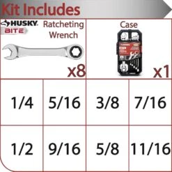 Husky BITE SAE 72-Tooth Ratcheting Wrench Set (8-Piece) -Husky Tools Shop husky ratcheting wrenches hbrw8xls a0 1000