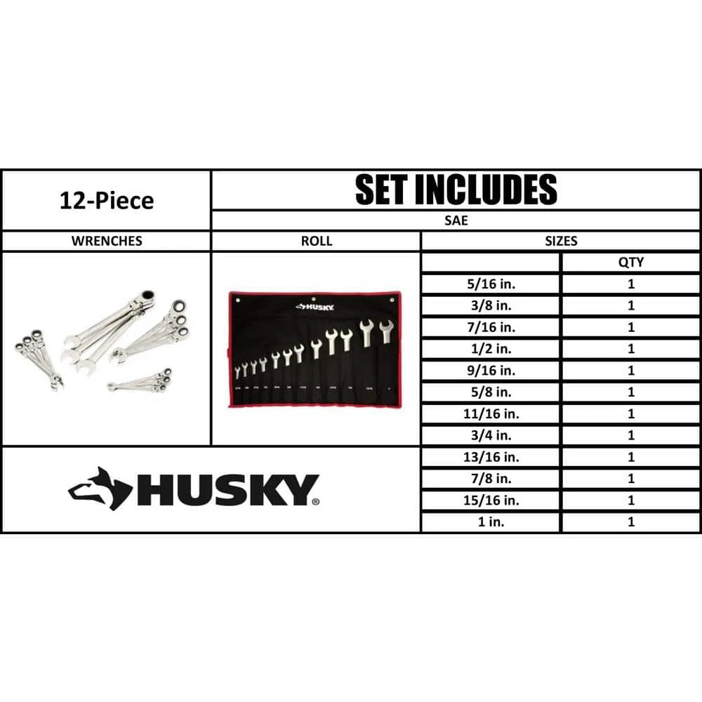 Husky 72-Tooth Master SAE Flex Head Ratcheting Wrench Set (12-Piece) 9 Husky 72-Tooth Master SAE Flex Head Ratcheting Wrench Set (12-Piece) - Image 7