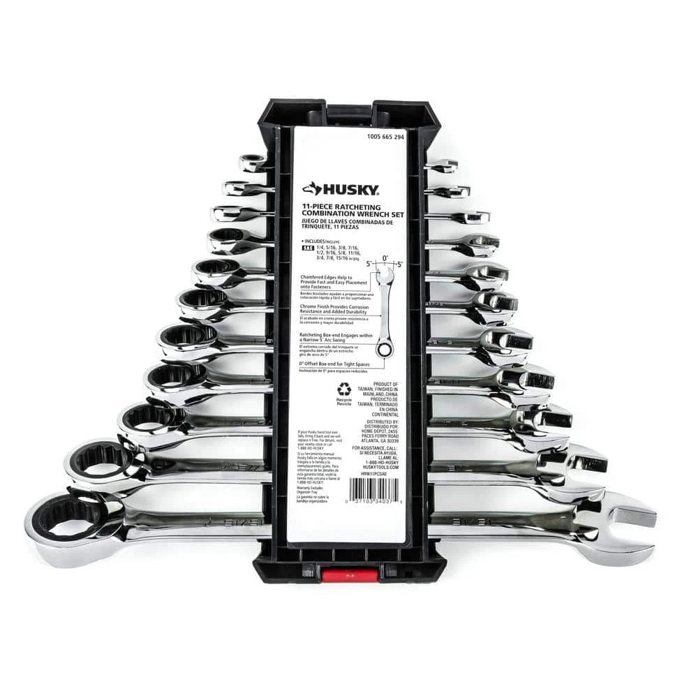 Husky Ratcheting SAE Combination Wrench Set (11-Piece) 8 Husky Ratcheting SAE Combination Wrench Set (11-Piece) - Image 6