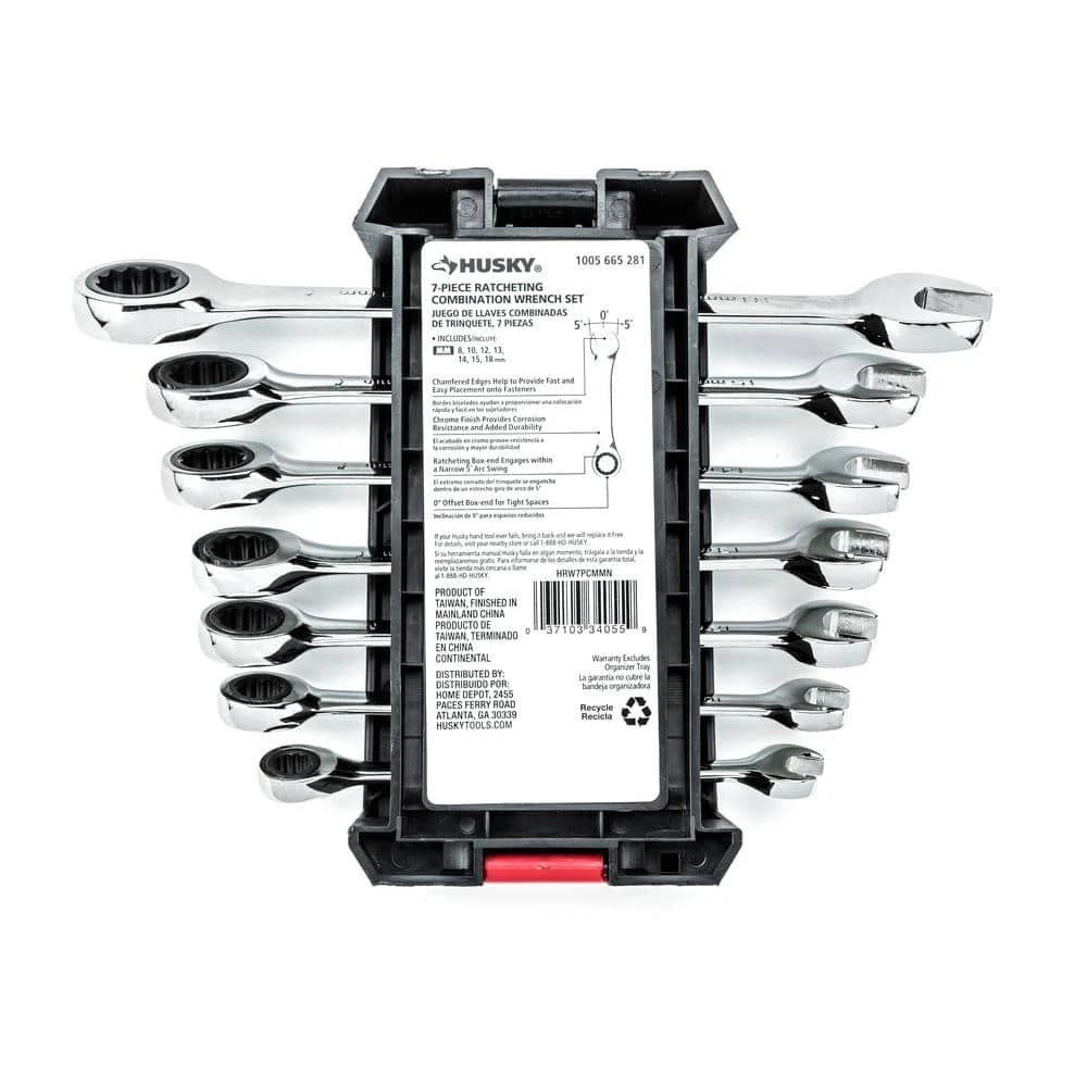 Husky Ratcheting MM Combination Wrench Set (7-Piece) 8 Husky Ratcheting MM Combination Wrench Set (7-Piece) - Image 6