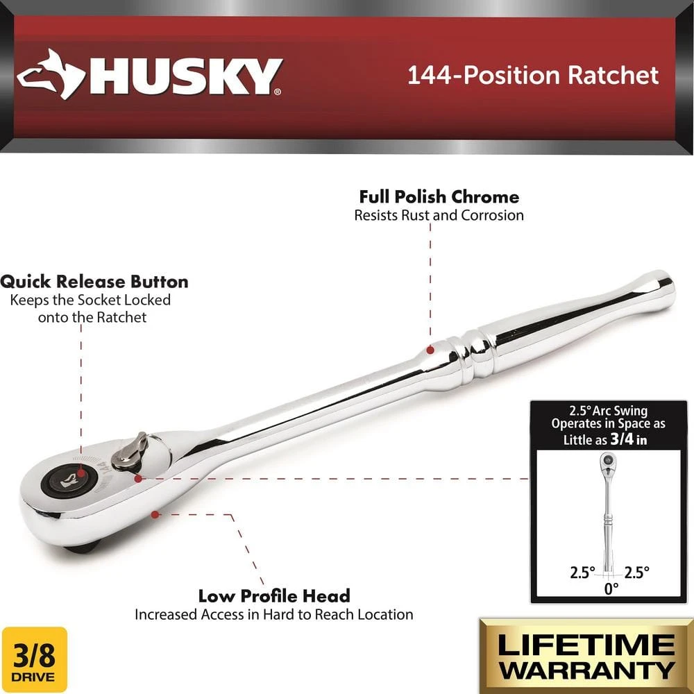 Husky 3/8 In. Drive 144-Tooth Pro Ratchet 4 Husky 3/8 In. Drive 144-Tooth Pro Ratchet - Image 2
