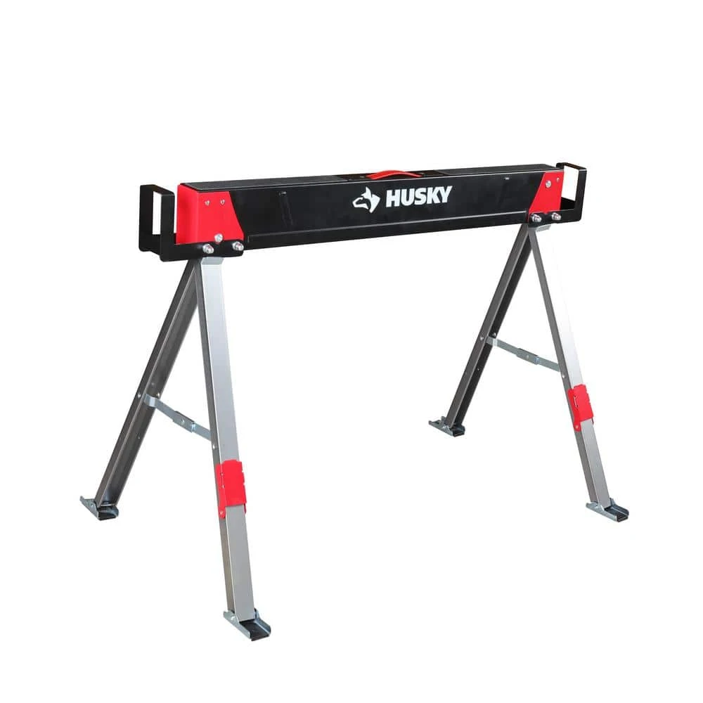 Husky 28.7 In. X 41.1 In. Steel Saw Horse And Jobsite Table With 1100 Lbs. Capacity - 1 Each 3 Husky 28.7 In. X 41.1 In. Steel Saw Horse And Jobsite Table With 1100 Lbs. Capacity - 1 Each