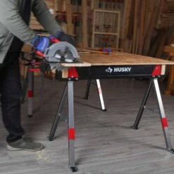 Husky 28.7 In. X 41.1 In. Steel Saw Horse And Jobsite Table With 1100 Lbs. Capacity - 1 Each 15 Husky 28.7 In. X 41.1 In. Steel Saw Horse And Jobsite Table With 1100 Lbs. Capacity - 1 Each -Husky Tools Shop husky saw horses 90821 fa 1000