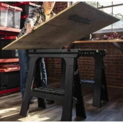 Husky 28 In. W X 31 In. H Folding Sawhorse (2-Pack) -Husky Tools Shop husky saw horses 999 7400 31 1000