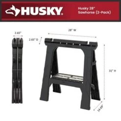 Husky 28 In. W X 31 In. H Folding Sawhorse (2-Pack) -Husky Tools Shop husky saw horses 999 7400 77 1000