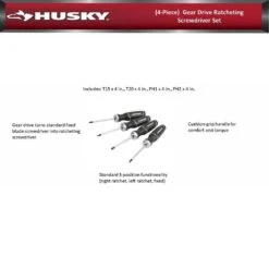 Husky Gear Drive Ratcheting Screwdriver Set (4-Piece) -Husky Tools Shop husky screwdriver sets 99865 44 1000