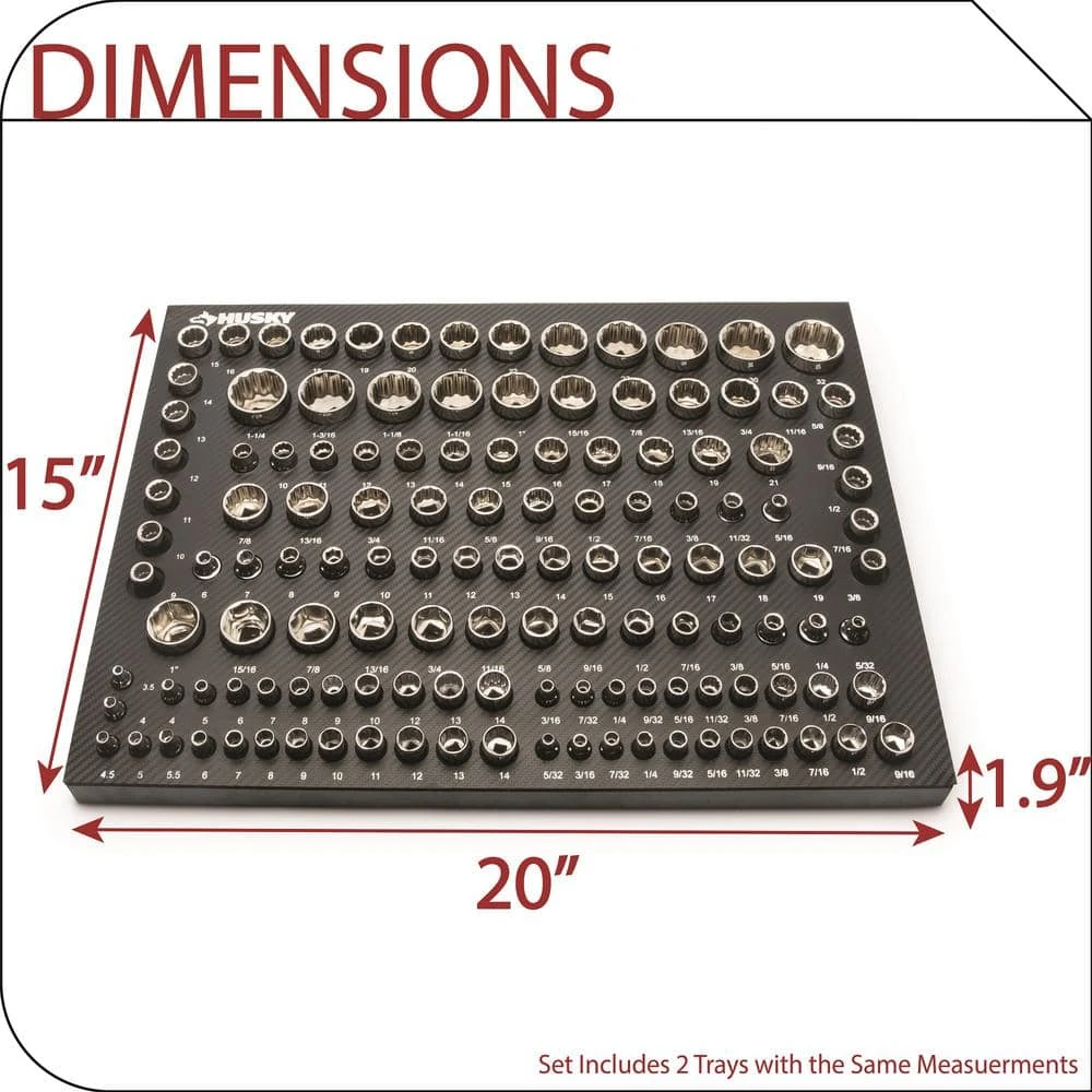 Husky 1/4 In., 3/8 In., And 1/2 In. Drive Socket Set In EVA Foam Tray (200-Piece) 5 Husky 1/4 In., 3/8 In., And 1/2 In. Drive Socket Set In EVA Foam Tray (200-Piece) - Image 3