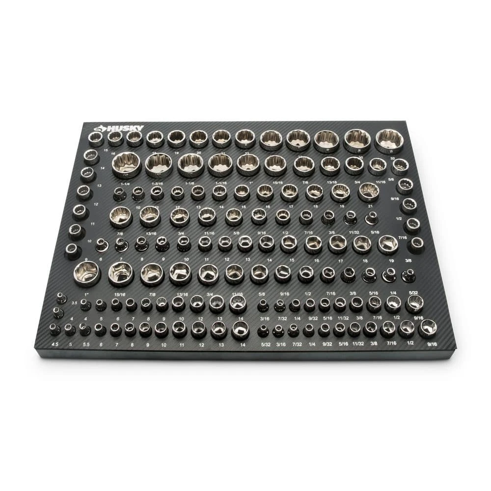 Husky 1/4 In., 3/8 In., And 1/2 In. Drive Socket Set In EVA Foam Tray (200-Piece) 10 Husky 1/4 In., 3/8 In., And 1/2 In. Drive Socket Set In EVA Foam Tray (200-Piece) - Image 8