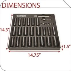 Husky 1/4 In., 3/8 In. And 1/2 In. Drive Chrome And Impact Socket Set With EVA Storage Trays (250-Piece) -Husky Tools Shop husky socket sets h250cissevacb 1d 1000