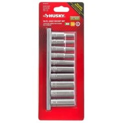 Husky 1/4 In. Drive Deep Metric Socket Set (10-Piece) -Husky Tools Shop husky socket sets h4ddpmm10pcsr 44 1000