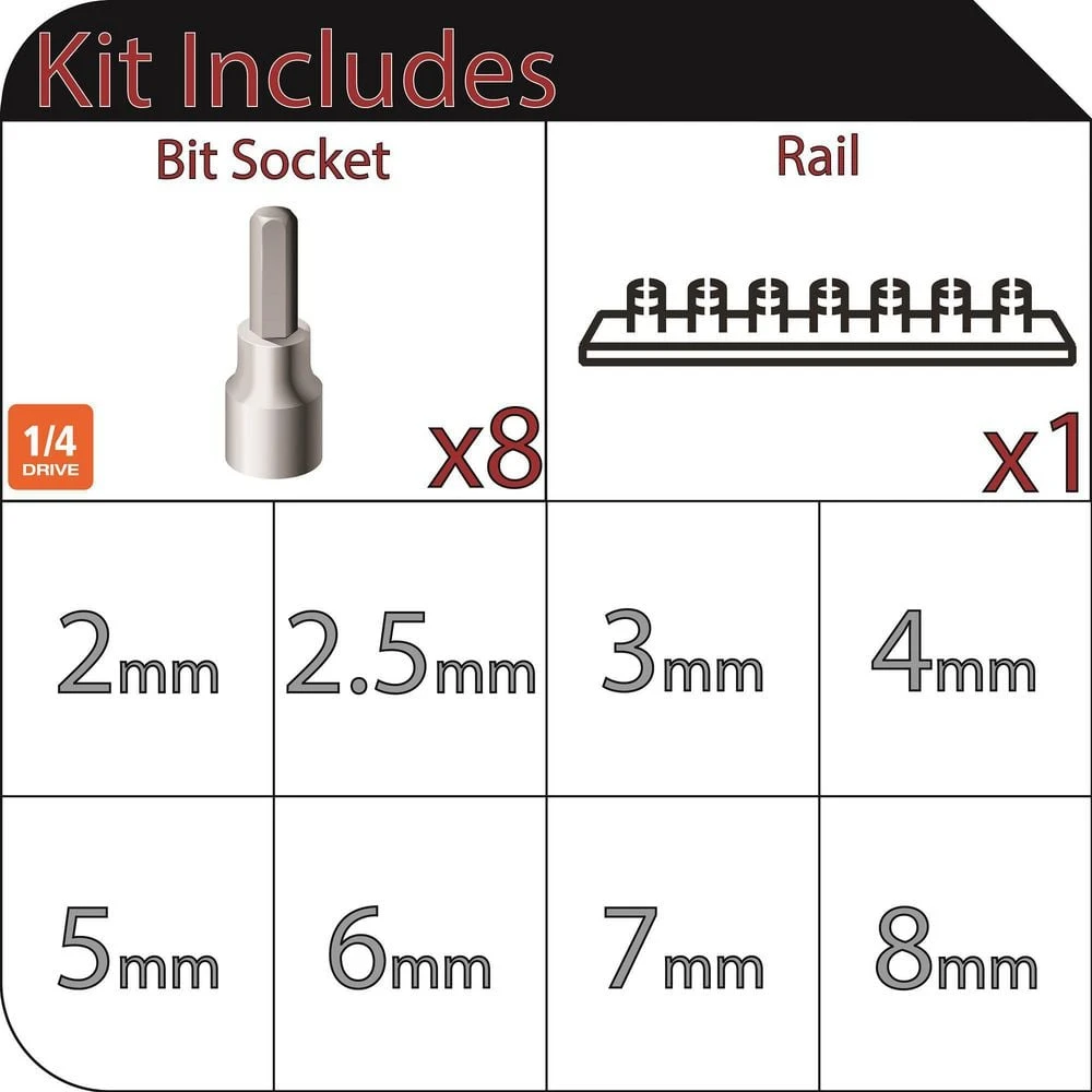 Husky 1/4 In. Drive Metric Hex Bit Socket Set (8-Piece) 4 Husky 1/4 In. Drive Metric Hex Bit Socket Set (8-Piece) - Image 2