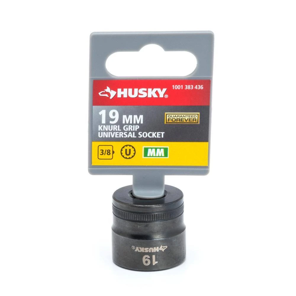 Husky 3/8 In. Drive 19 Mm Knurl Grip Universal Socket 4 Husky 3/8 In. Drive 19 Mm Knurl Grip Universal Socket - Image 2