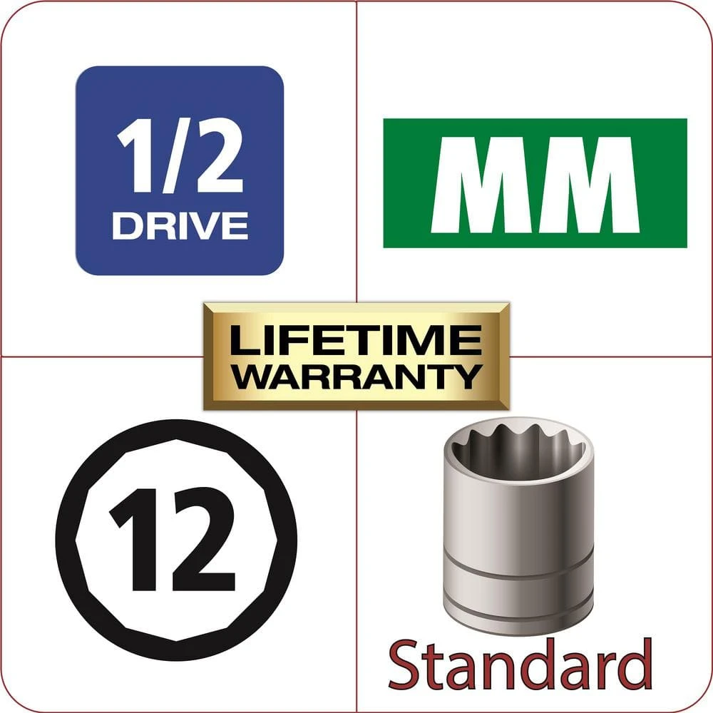 Husky 1/2 In. Drive 20 Mm 12-Point Metric Standard Socket 4 Husky 1/2 In. Drive 20 Mm 12-Point Metric Standard Socket - Image 2