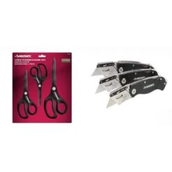 Husky Titanium Scissor Set And 3-Pack Folding Lock Back Utility Knife 11 Husky Titanium Scissor Set And 3-Pack Folding Lock Back Utility Knife -Husky Tools Shop husky specialty hand tools 90667 44 1000