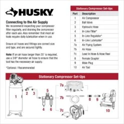 Husky 60 Gal. 3.7 HP 1-Phase 175 PSI Oil Lubed Belt Drive Stationary Electric Air Compressor -Husky Tools Shop husky stationary air compressors c603h e1 1000