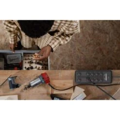 Husky 8 Ft. 10-Outlet Power Surge With Rubber Cover -Husky Tools Shop husky surge protectors ylpt 152 44 1000