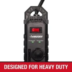 Husky 8 Ft. 14/3 Heavy Duty 6-Outlet 2100 Joule Surge Protector, Black -Husky Tools Shop husky surge protectors ylpt 154 c3 1000