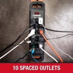 Husky 10 Ft. 14/3 Heavy Duty 10-Outlet 4200 Joule Surge Protector With USB-A And USB-C Ports, Black -Husky Tools Shop husky surge protectors ylpt 155 1f 1000