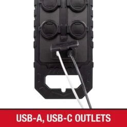 Husky 10 Ft. 14/3 Heavy Duty 10-Outlet 4200 Joule Surge Protector With USB-A And USB-C Ports, Black -Husky Tools Shop husky surge protectors ylpt 155 4f 1000