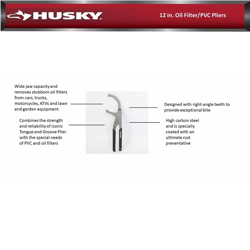Husky 12 In. Oil Filter/PVC Pliers 8 Husky 12 In. Oil Filter/PVC Pliers - Image 6