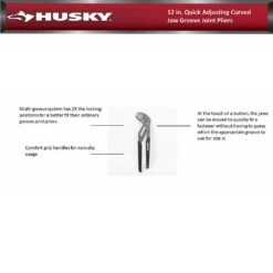 Husky 12 In. Quick Adjusting Curved Jaw Groove Joint Pliers -Husky Tools Shop husky tongue groove pliers 90142 44 1000