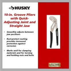 Husky 10 In. Groove Pliers With Quick Adjusting Joint And Straight Jaw -Husky Tools Shop husky tongue groove pliers 90919 40 1000
