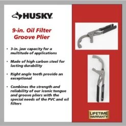 Husky 9 In. Oil Filter Groove Plier -Husky Tools Shop husky tongue groove pliers 90939 40 1000