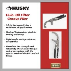 Husky 12 In. Oil Filter/PVC Groove Plier -Husky Tools Shop husky tongue groove pliers 90940 40 1000