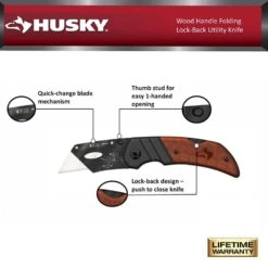 Husky Wood Handle Folding Lock-Back Utility Knife -Husky Tools Shop husky utility knives 99736 e1 1000