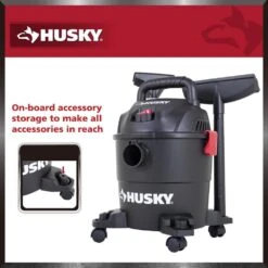 Husky 4 Gallon 3.0 Peak HP Wet Dry Vac Shop Vacuum With Locking Hose, Wands, Filters, Crevice, Gulper And Floor Nozzles -Husky Tools Shop husky wet dry vacuums at18303p 4a 77 1000