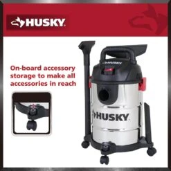 Husky 6 Gallon 4.0 Peak HP Stainless Steel Wet Dry Vac Shop Vacuum With Locking Hose, Wands, Filters, Dust Bag And Attachments -Husky Tools Shop husky wet dry vacuums at18304 6b 77 1000
