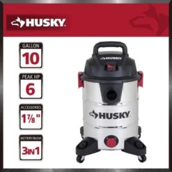 Husky 10 Gal. 6.0 Peak HP Stainless Steel Wet Dry Vac Shop Vacuum With Locking Hose, Filters, Dust Bag And Attachments -Husky Tools Shop husky wet dry vacuums at18503 10c c3 1000