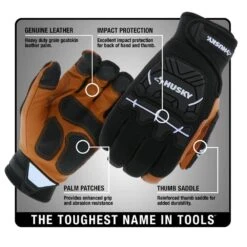 Husky Large Grain Goatskin Leather Performance Impact Work Glove With Spandex Back -Husky Tools Shop husky work gloves hk84015 lcc6 c3 1000