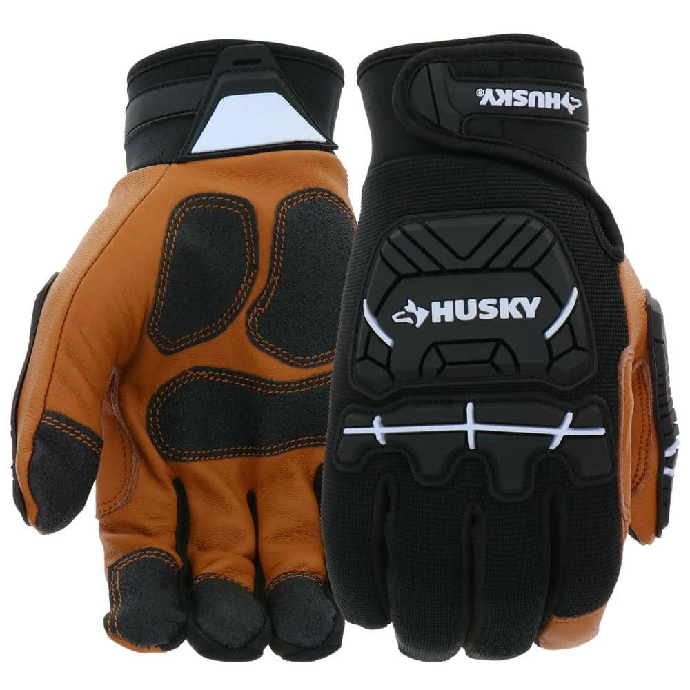 Husky Medium Grain Goatskin Leather Performance Impact Work Glove With Spandex Back 3 Husky Medium Grain Goatskin Leather Performance Impact Work Glove With Spandex Back