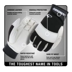 Husky Large Grain Cowhide Water Resistant Leather Performance Work Glove With Spandex Back 13 Husky Large Grain Cowhide Water Resistant Leather Performance Work Glove With Spandex Back -Husky Tools Shop husky work gloves hk86025 lcc6 c3 1000