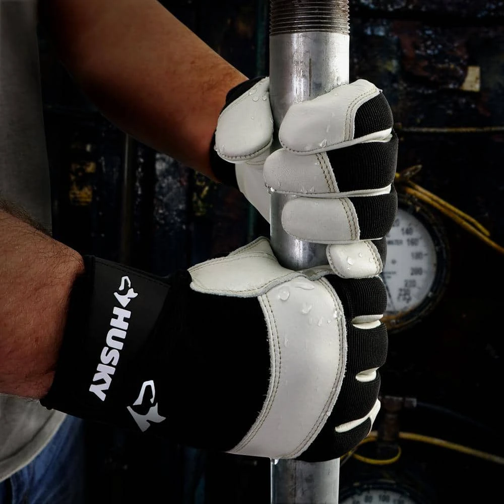 Husky Large Grain Cowhide Water Resistant Leather Performance Work Glove With Spandex Back 4 Husky Large Grain Cowhide Water Resistant Leather Performance Work Glove With Spandex Back - Image 2