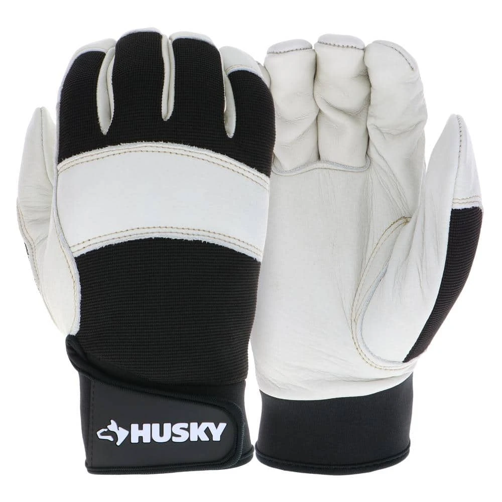 Husky X-Large Grain Cowhide Water Resistant Leather Performance Work Glove With Spandex Back 3 Husky X-Large Grain Cowhide Water Resistant Leather Performance Work Glove With Spandex Back