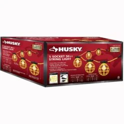 Husky 50 Ft. 5-Socket String Caged Work Lights -Husky Tools Shop husky work lights 10625 05 44 1000
