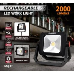 Husky 2000 Lumens Rechargeable LED Work Light -Husky Tools Shop husky work lights el2206 4f 1000