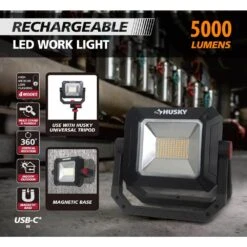 Husky 5000 Lumens LED Rechargeable Work Light -Husky Tools Shop husky work lights el2206 50w7 77 1000