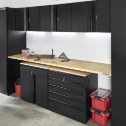 Husky 96 In. W X 23 In. D Wood Work Surface For Extra Wide Heavy Duty Steel Storage System -Husky Tools Shop husky workbench tops htc1000015 31 1000