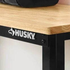 Husky Ready-To-Assemble 48 In. W X 20 In. D Solid Wood Top Workbench In Black -Husky Tools Shop husky workbenches 20t002 1b a0 1000